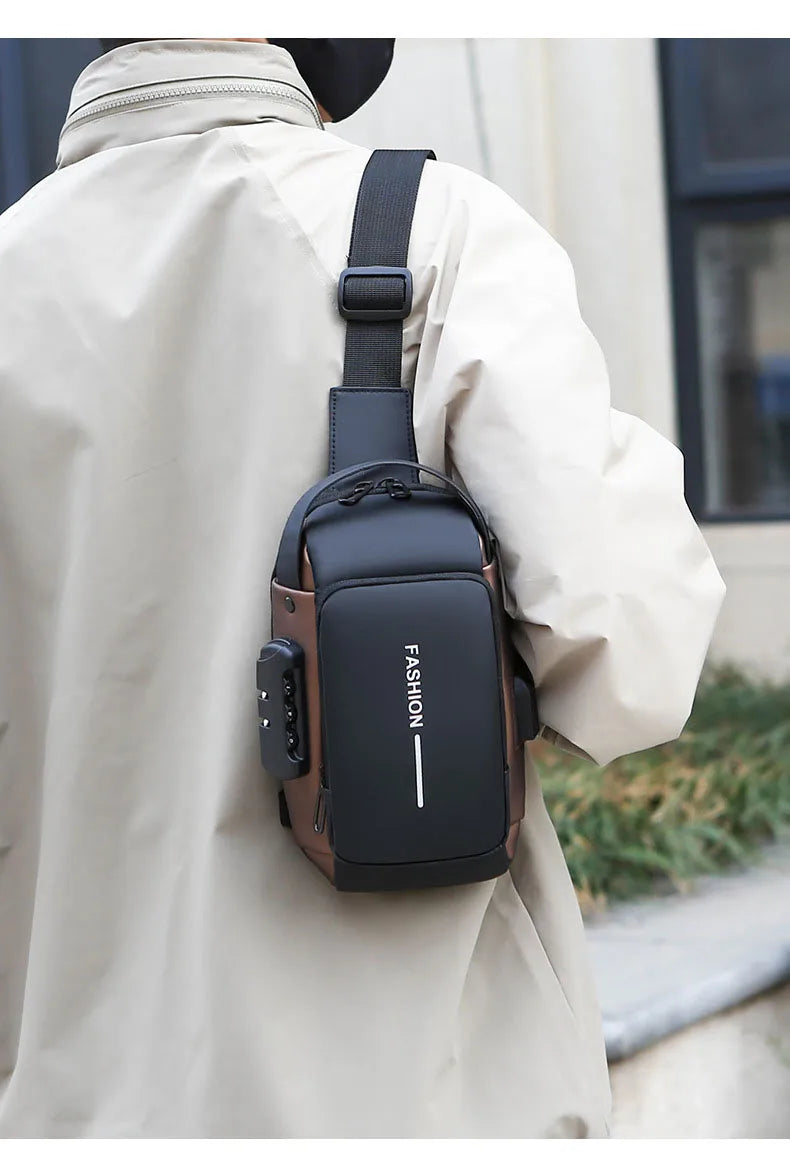 Men's Anti Theft USB Charging Crossbody Bag