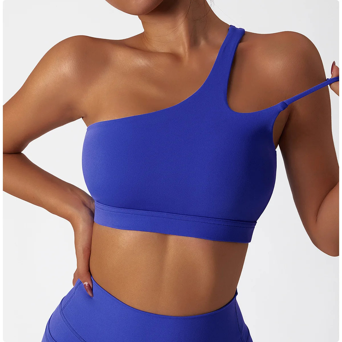 Single Strap, Stretchy Sports Bra With Pads