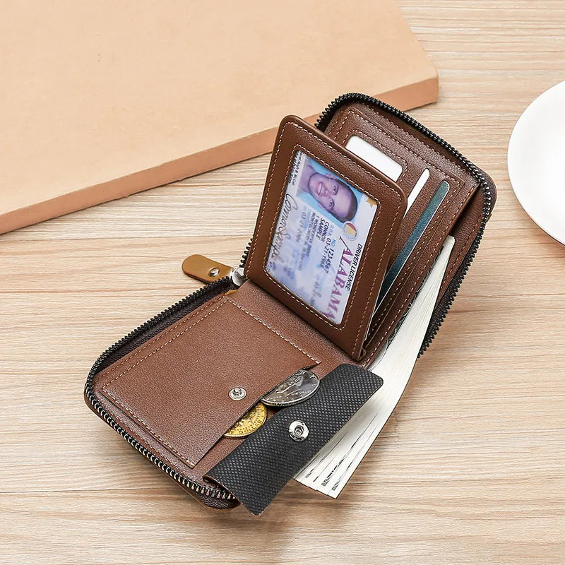 Men's Pu Leather Wallet With Zipper.