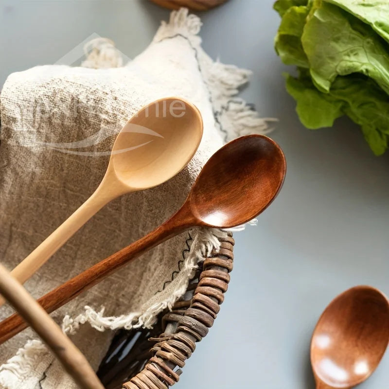 6 Piece  9 Inch Bamboo Mixing Spoons