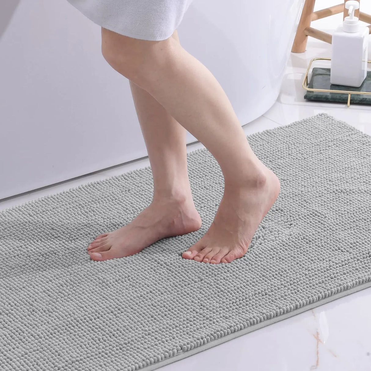 Kitinjoy Chenille Non-slip Washable Quick Drying Bath Mat