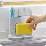 1PC Plastic Kitchen Towel Storage Rack With Sponge Drain Shelf
