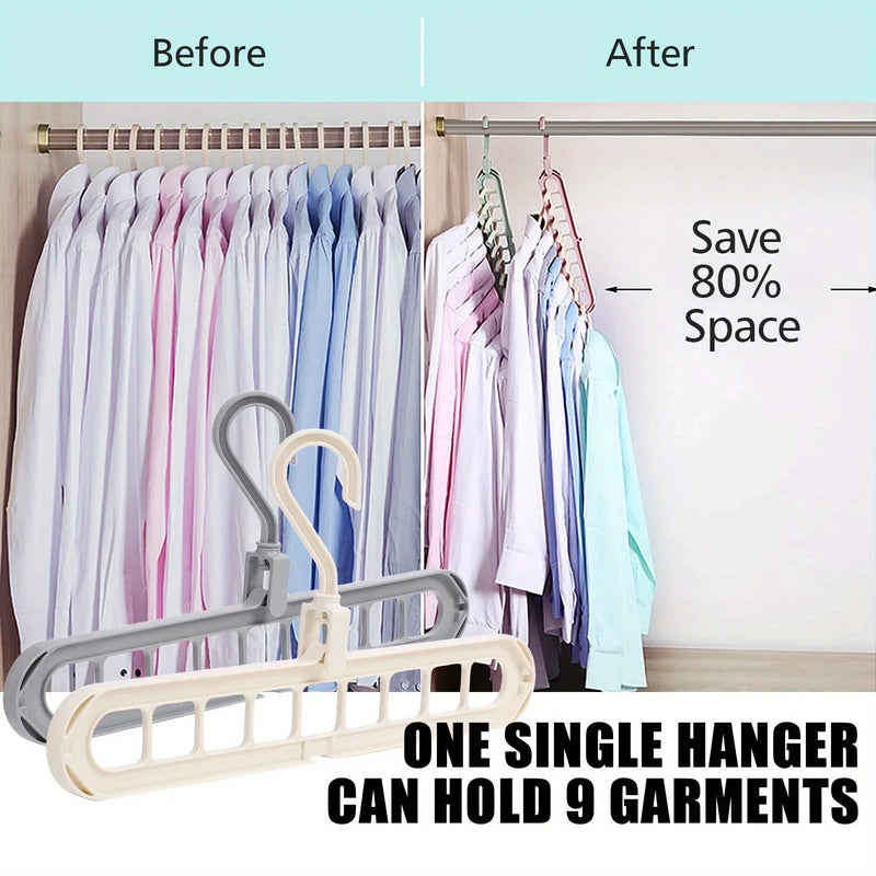 5pcs 9-hole wardrobe space-saving multifunctional storage rack