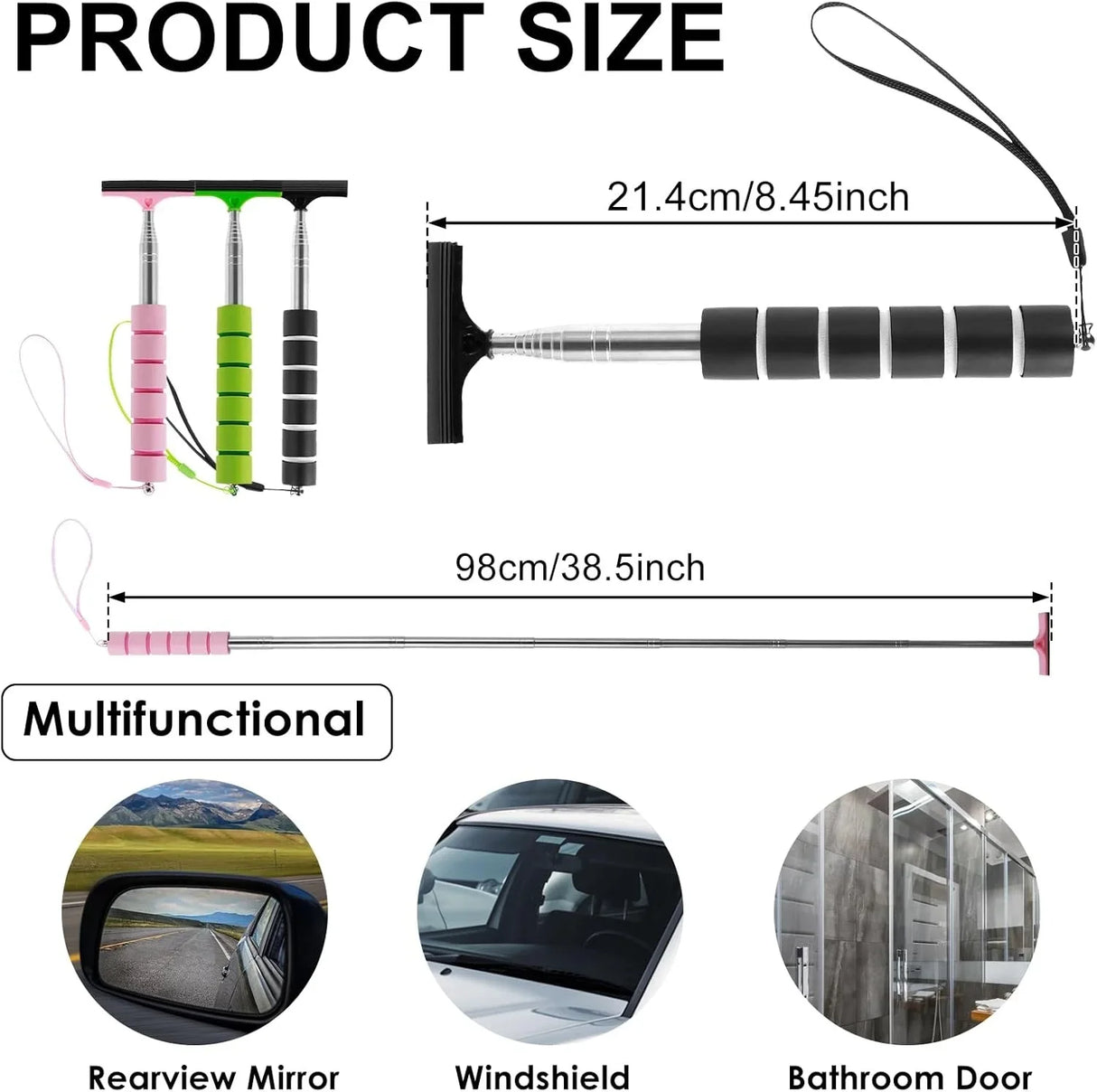 Retractable Rubber Rearview Mirror Squeegee