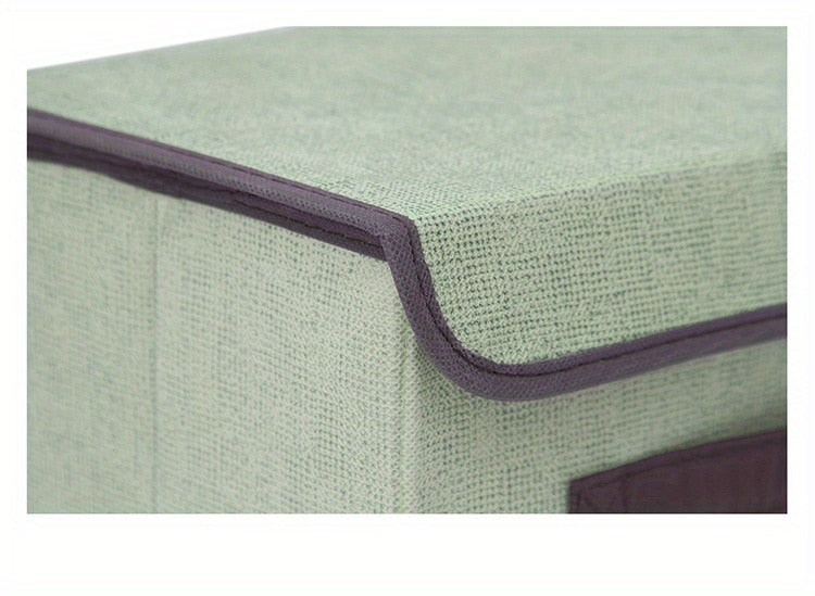 1pc Linen Fabric Storage Box With Lid.