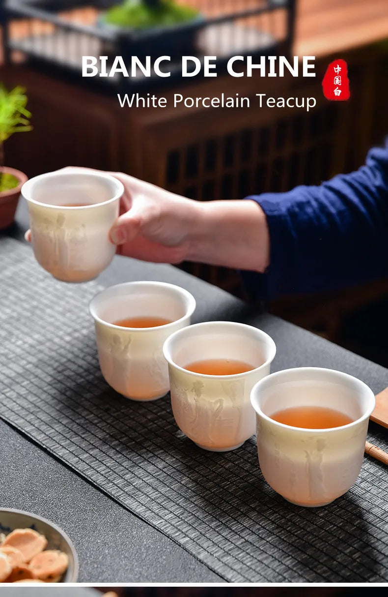Chinese Three-dimensional White Porcelain Tea Cup