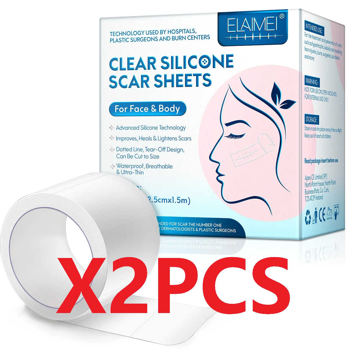 2.5cm X 150cm Self-Adhesive Reusable Skin Care Scar Cover Tape