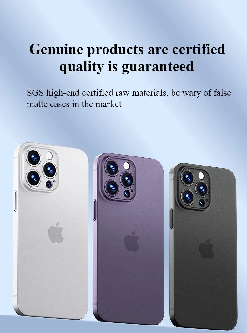 0.3mm Matte PP Hard Ultra Slim Phone Case For iPhone 17 16 15 14 Pro Max 16 Plus