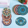 8 Pieces/Set Mandala Patterned Wooden Anti-Slip Coasters