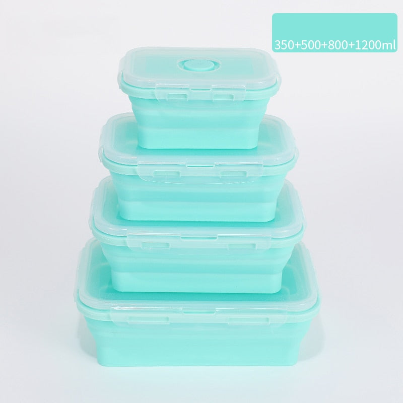 4 Pcs Collapsible Silicone Microwave Food Container.