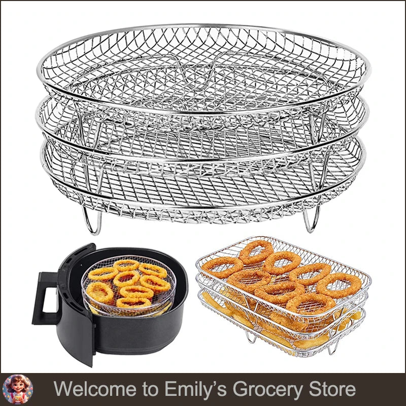 3-layer Stainless Steel Stackable Air Fryer Rack