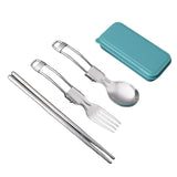 Stainless Steel Folding Spoon Fork Set With Case