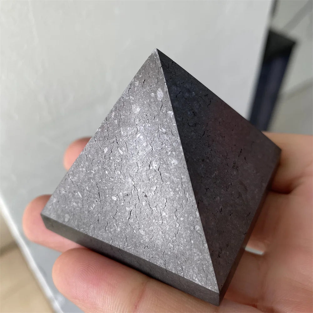 Natural Pyramid Shungite Crystal Healing Purification Stone For Energy Balancing And Meditation