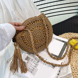 Women's Crossbody Straw Bag With Tassel