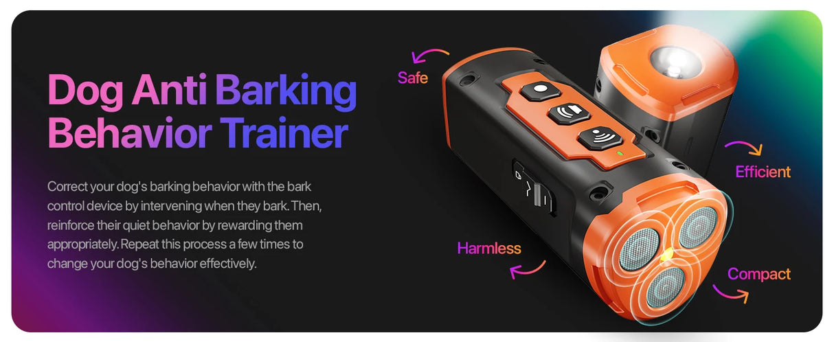 Ultrasonic Rechargeable Anti Dog Bark Training Device With LED Flashlight