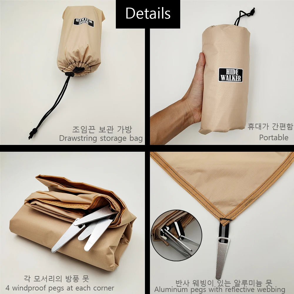 Ultralight Pocket Size Waterproof Tent Ground Sheet With Stakes
