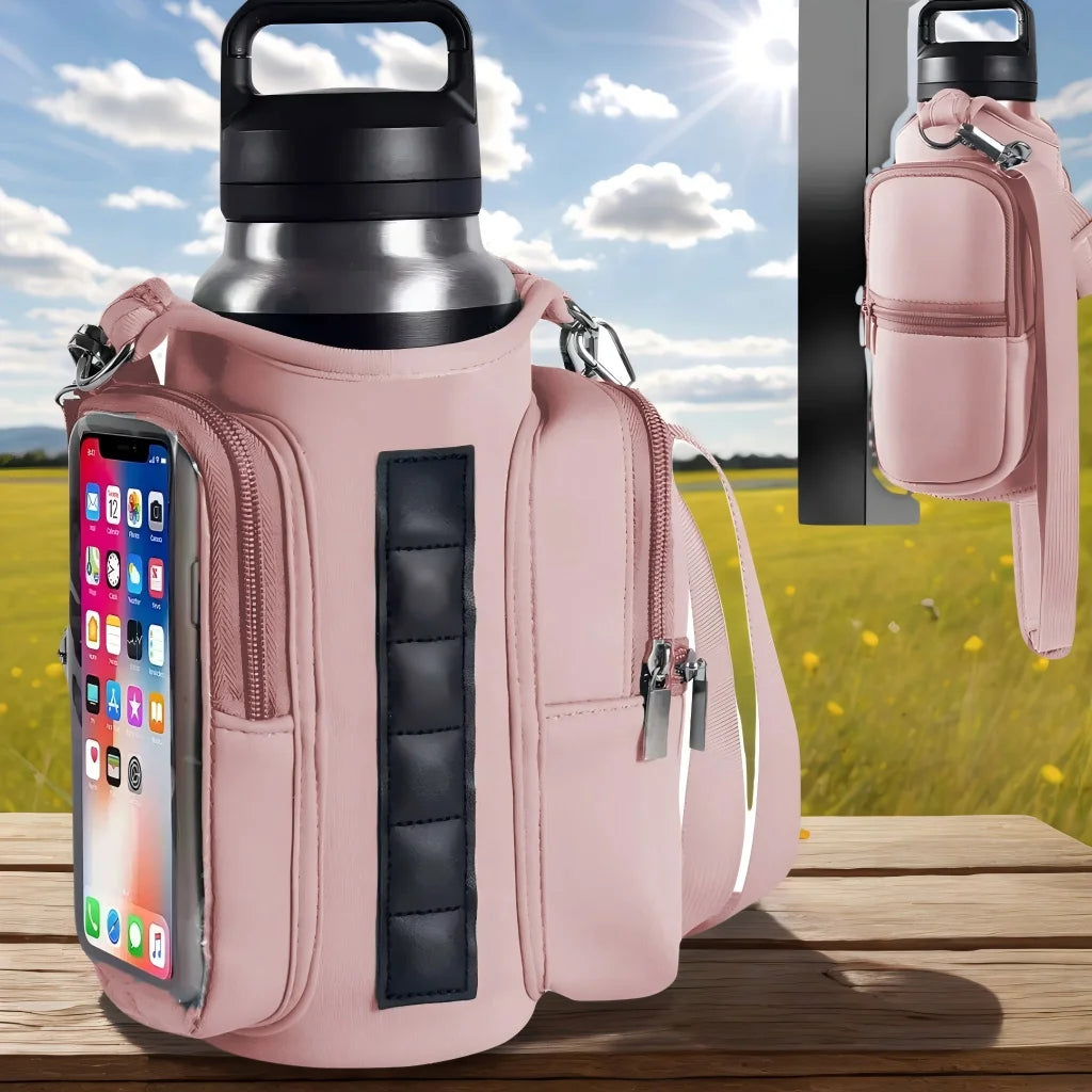 Women Or Men's Magnetic Fitness Water Bottle Bag With Adjustable Shoulder Straps