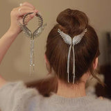Pearl Or Rhinestone Ponytail Tassel Hair Clip.