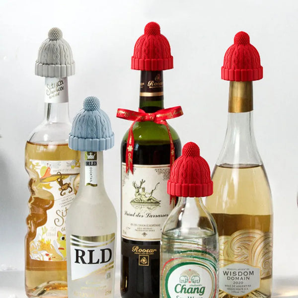 Silicone Winter/Christmas Hat Bottle Stopper Cap.