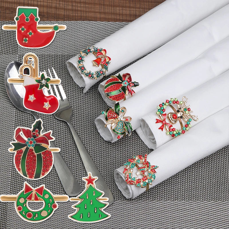 Christmas Napkin Metal Rings Holders