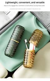 Light Luxury Diamond Pattern Travel Cup Toothpaste And Toothbrush Holder