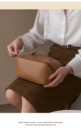 Travel Organizer Leather Bag With Storage Pouch.