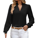 Women's V-Neck, Long Mesh Sleeve Blouses.