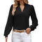 Women's V-Neck, Long Mesh Sleeve Blouses.