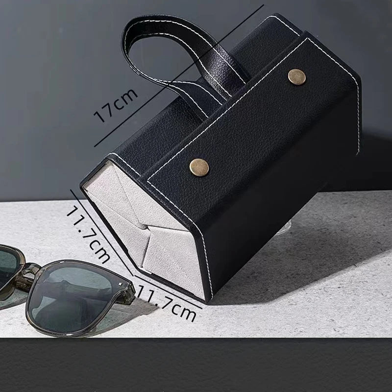 PU Leather Portable Storage Case For 5 Pairs of Glasses
