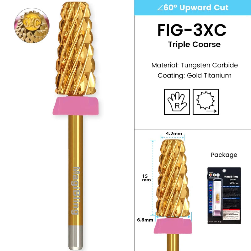 3/32" MagiBling Professional Manicure Nail Drill Bits for Hard Acrylic Gel