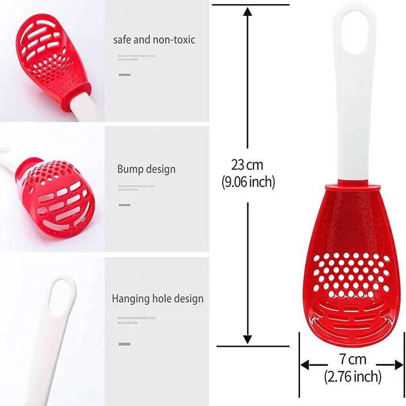 Multifunctional Cooking Strainer/Scoop/Garlic Press Spoon.