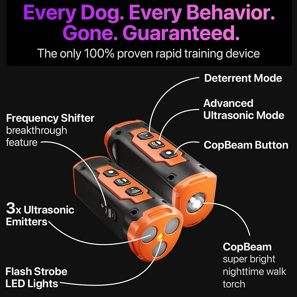 Ultrasonic Rechargeable Anti Dog Bark Training Device With LED Flashlight