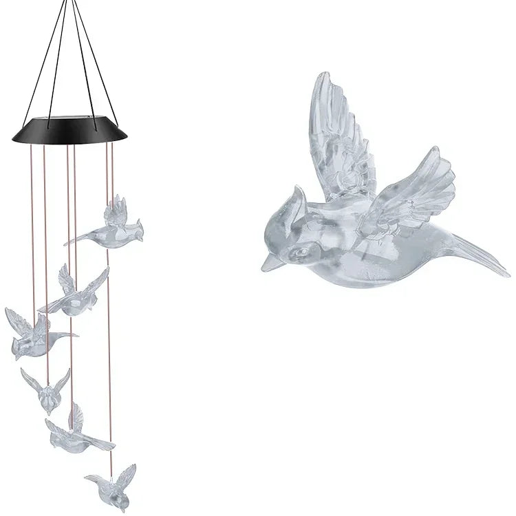 Outdoor Solar Charging Waterproof Hummingbird/Owl Wind Chime Light
