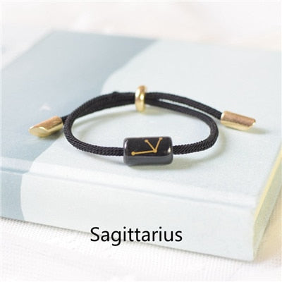 12 Constellation Zodiac Ceramics Engrave Bracelet For Women/Men.