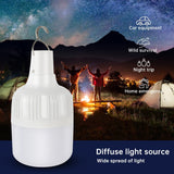 Portable LED Rechargeable Emergency Light. Lantern comes with a hook for camping or patio lighting.