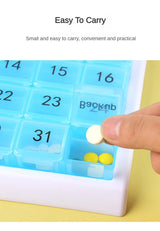 Portable 31 Days Medicine Box With Detachable Compartments