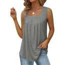 Women's Sleeveless, Pleated Casual Tops.  Size S-5XL.