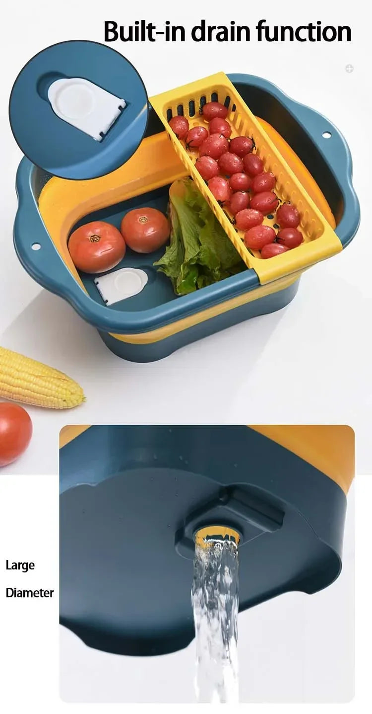 Silicone Foldable Strainer For Fruit Or Vegetables With Strainer