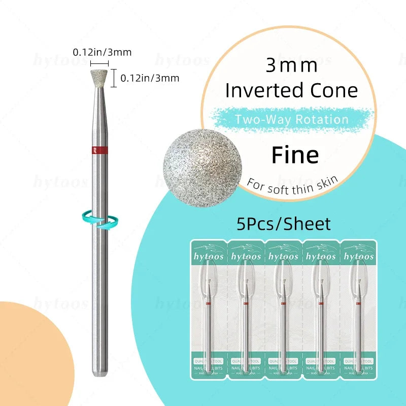 HYTOOS 5Pcs/Set Diamond Nail Drill Bits To Clean Cuticles And Nails