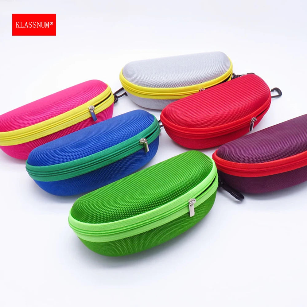 KLASSNUM Hard Eyeglass Protector Case With Zipper And Carabiner Hook
