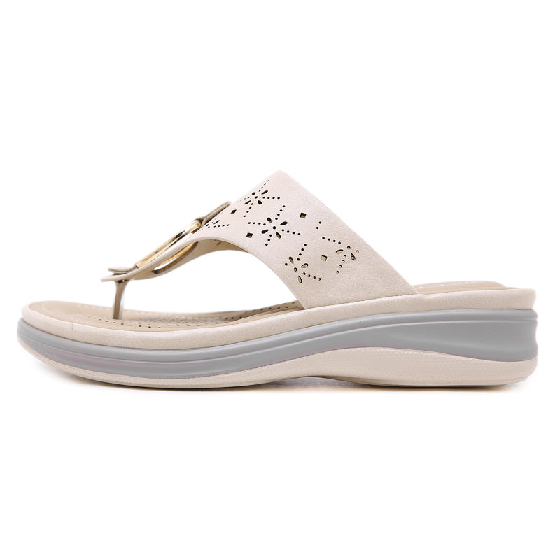 TIMETANG Soft Leather Platform Beach Sandals With Low Comfortable heels.