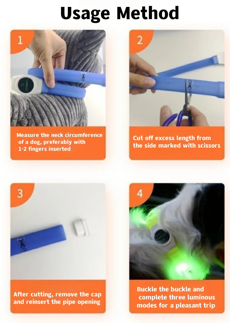 Led/USB Luminous PVC Waterproof Collar For Large Medium Or Small Pets