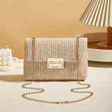 Women's Handwoven Crossbody Shoulder Bag With Lock Closure