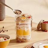430ML Glass Cup With Lid And Spoon Great For Breakfast Oats Or Salad Cups