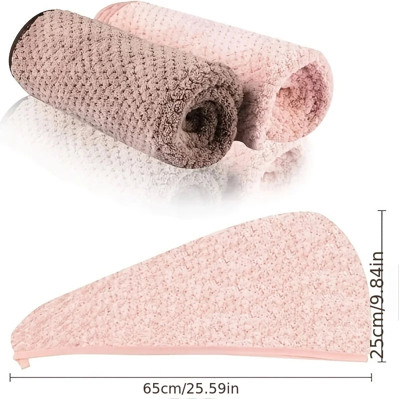 1PCS Microfiber Hair Towel With Button Fastener