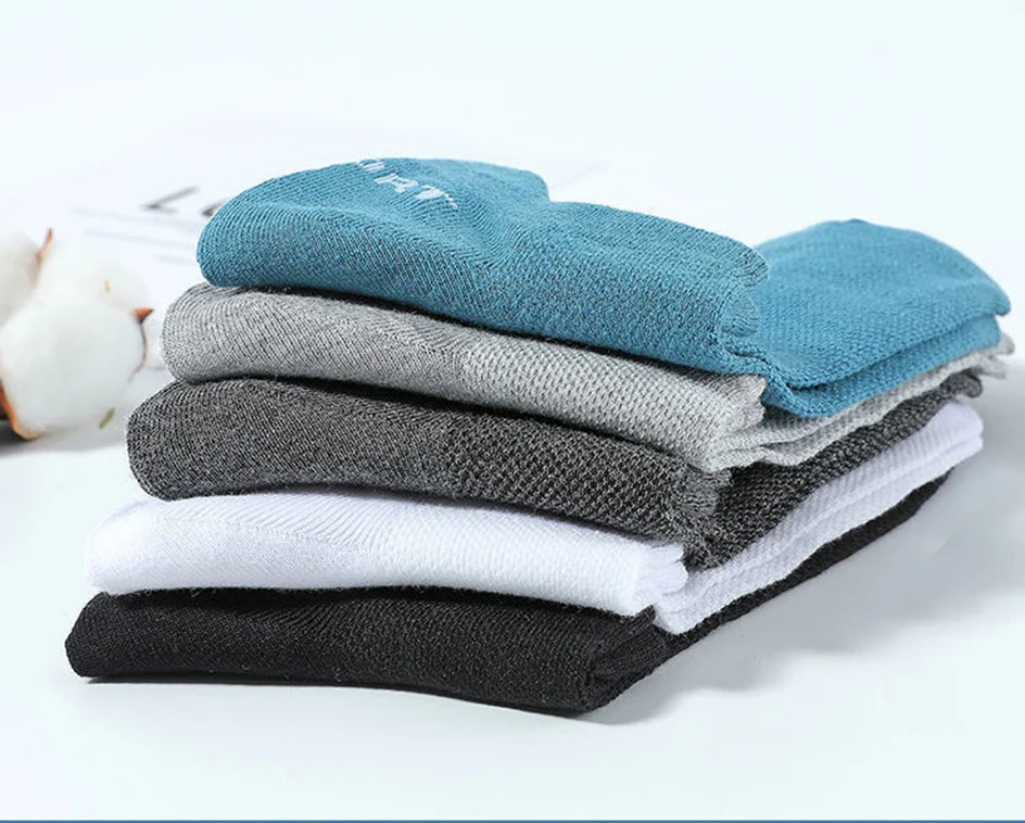 10 Pairs Cotton Breathable Mesh Sports Ankle High Socks For Men And Women