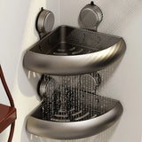 Wall-Mounted Triangle Suction Cup Bathroom Organizer