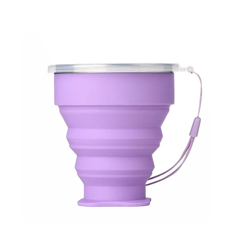 Silicone Heat Resistant Folding Water Cup With Lids