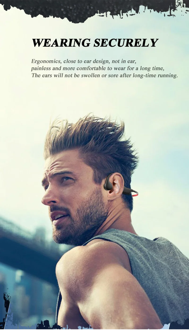 Bone Conduction  Bluetooth MP3-IPX8 Wireless Headset Waterproof For Swimming