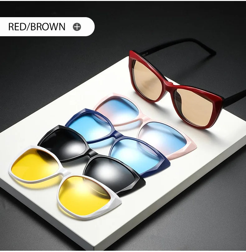 Men Or Women's  5 PCS Clip On Magnetic Polarized UV400-Sunglasses
